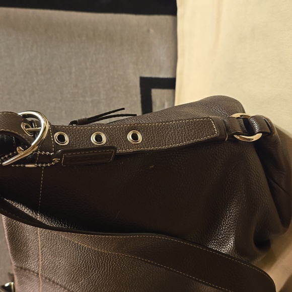 Coach Brown Pebbled Leather Shoulder Bag - Picture 4 of 11